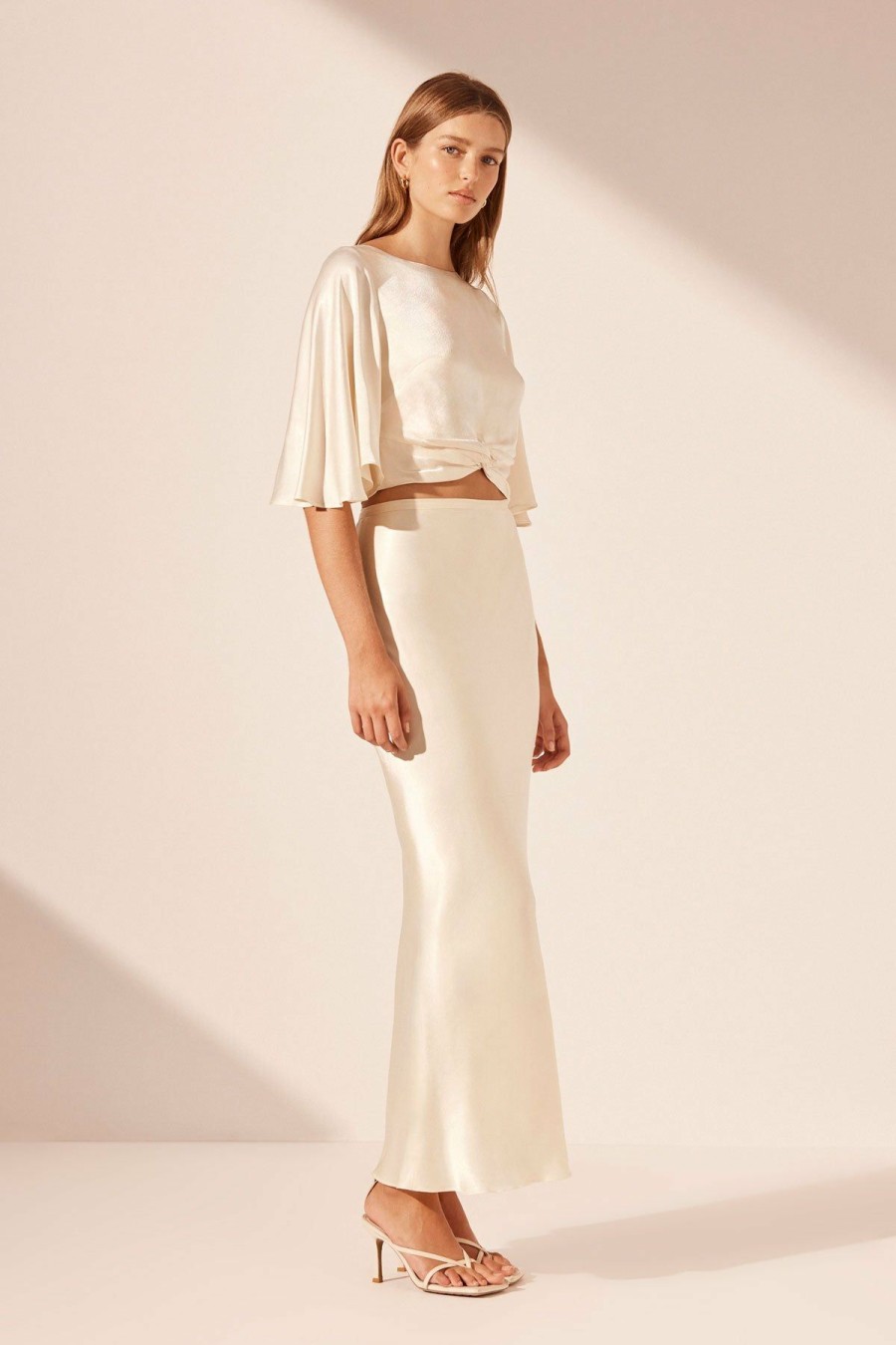 Clothing Shona Joy | La Lune Bias Maxi Skirt - Cream