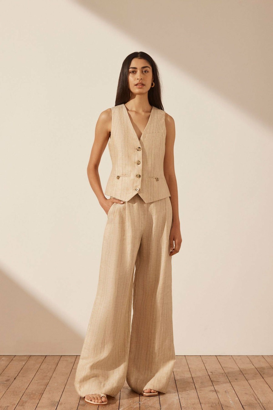 Clothing Shona Joy | Sabbia Linen Oversized Tailored Vest