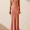 Clothing Shona Joy | Luxe High Neck Ruched Midi Dress - Rose