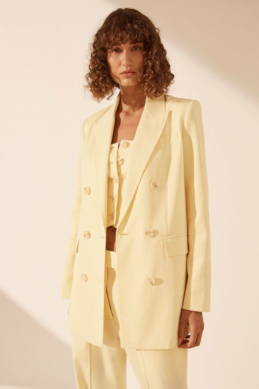 Clothing Shona Joy | Sara Peak Lapel Blazer - Lemon