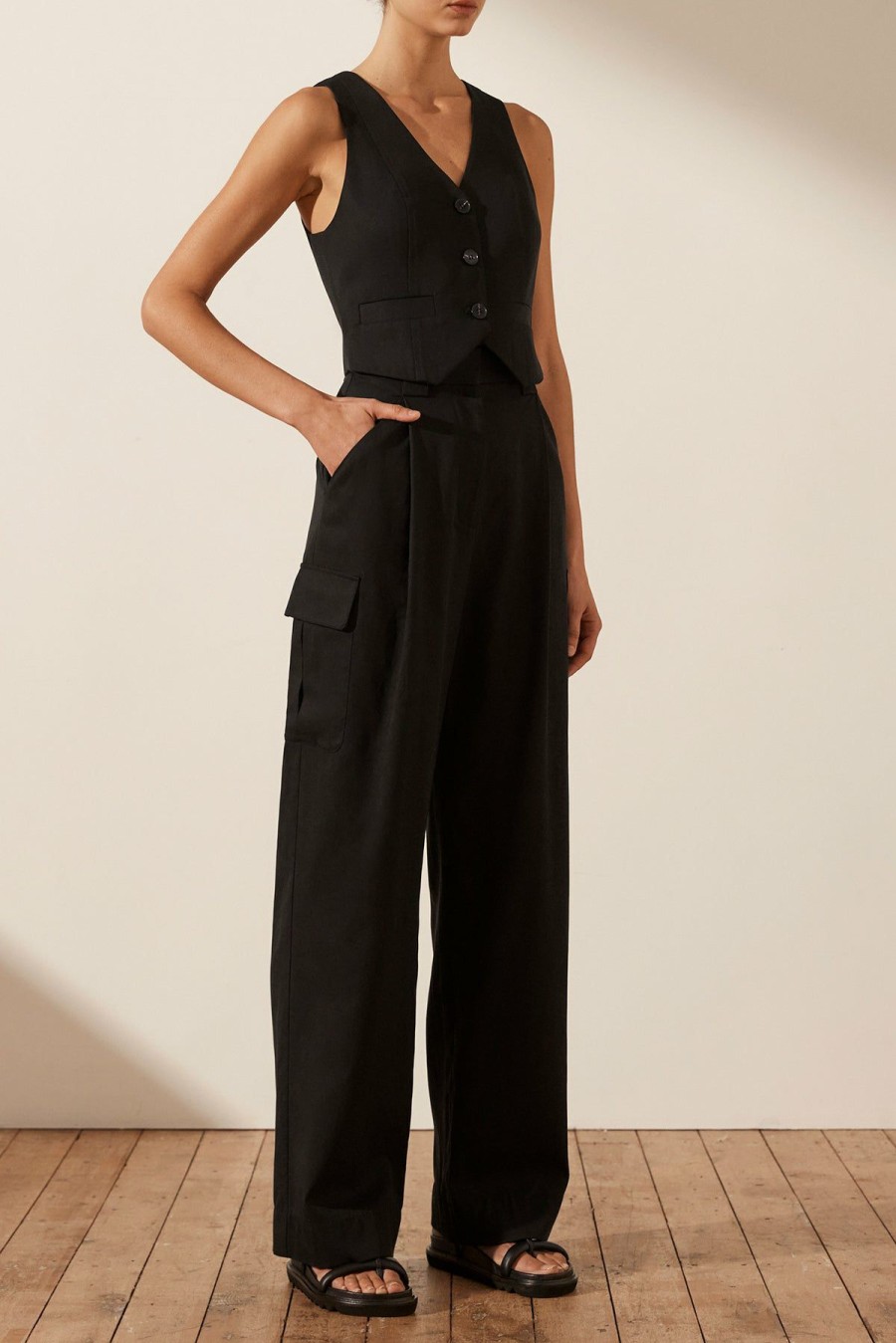 Clothing Shona Joy | Sara Utility Relaxed Pant - Black