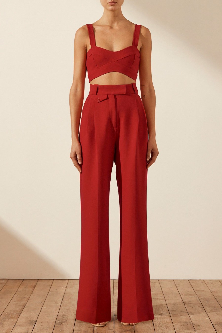 Clothing Shona Joy | Irena High Waisted Tailored Pant - Roma Red