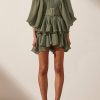 Clothing Shona Joy | Charlotte Plunged Draped Mini Dress - Khaki