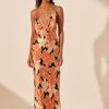 Clothing Shona Joy | Rosa Silk Plunged Double Strap Maxi Dress