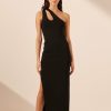 Clothing Shona Joy | Basic One Shoulder Open Back Midi Dress - Black