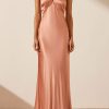 Clothing Shona Joy | La Lune High Neck Twist Maxi Dress - Antique Rose