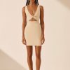 Clothing Shona Joy | Basic Twist Front Mini Dress - Bone