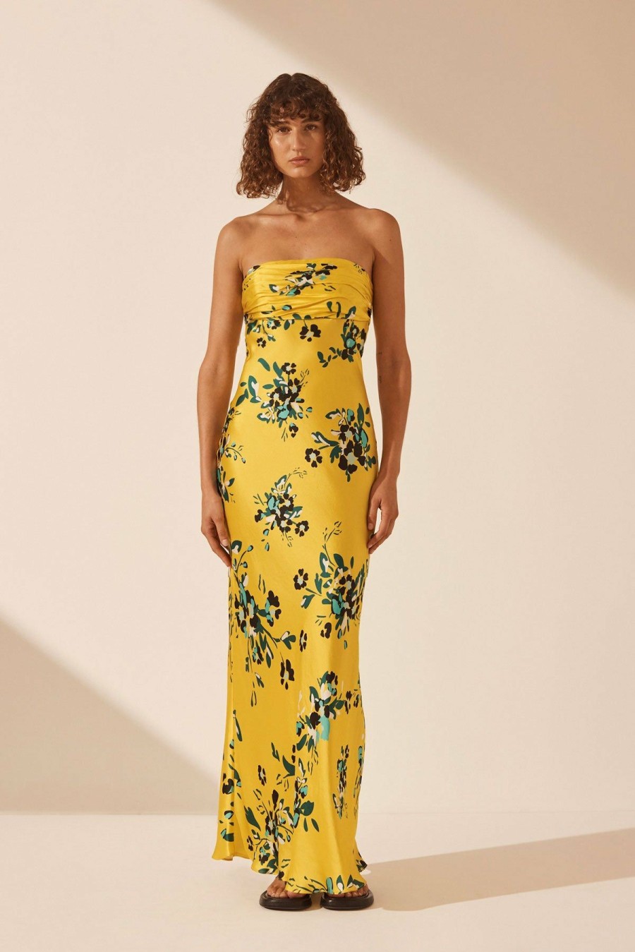 Clothing Shona Joy | Romilly Silk Ruched Bodice Maxi Dress