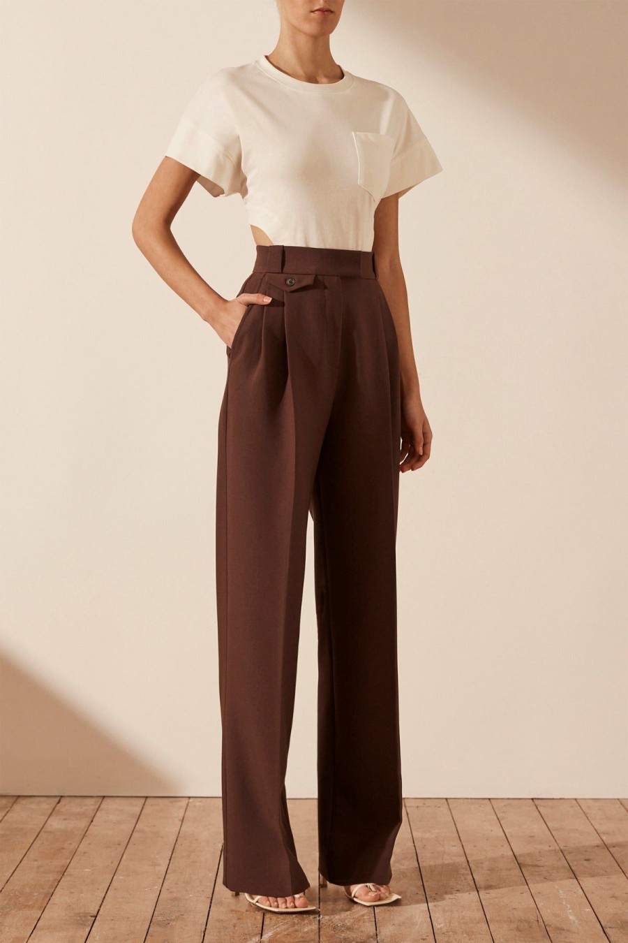 Clothing Shona Joy | Irena High Waisted Tailored Pant - Cocoa