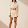 Clothing Shona Joy | Maiori Patch Pocket Drawstring Crop Shirt - Ivory