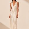 Clothing Shona Joy | La Lune Plunged Cross Back Midi Dress - Cream