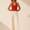 Clothing Shona Joy | Basic Plunged Halter Top - Sailor Red