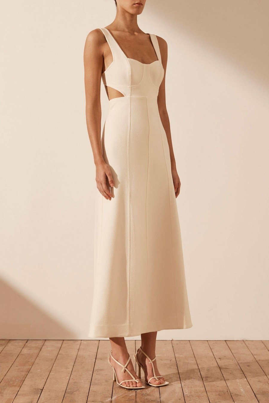 Clothing Shona Joy | Amura Bustier Midi Dress - Cream