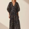 Clothing Shona Joy | Vacance Plunged Tiered Midi Dress