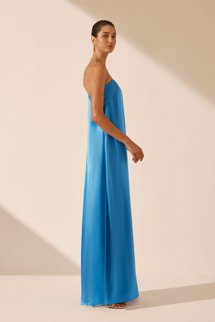 Clothing Shona Joy | Ciel Silk Strapless Column Maxi Dress