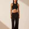 Clothing Shona Joy | Basic Curved Hem Crop Top - Black