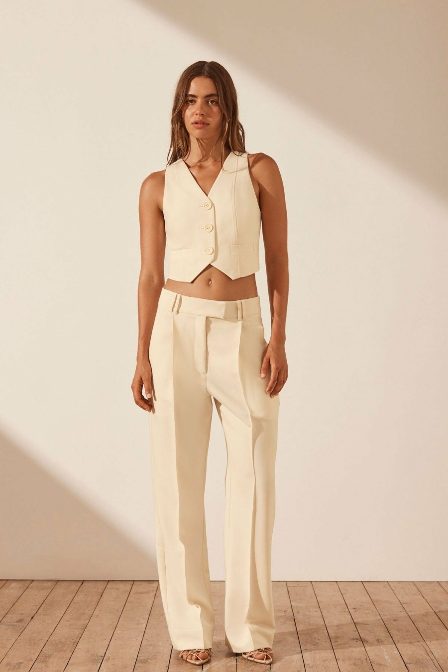 Clothing Shona Joy | Irena Tailored Fitted Vest - Rice