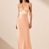 Clothing Shona Joy | La Lune Plunged Halter Midi Dress - Peach