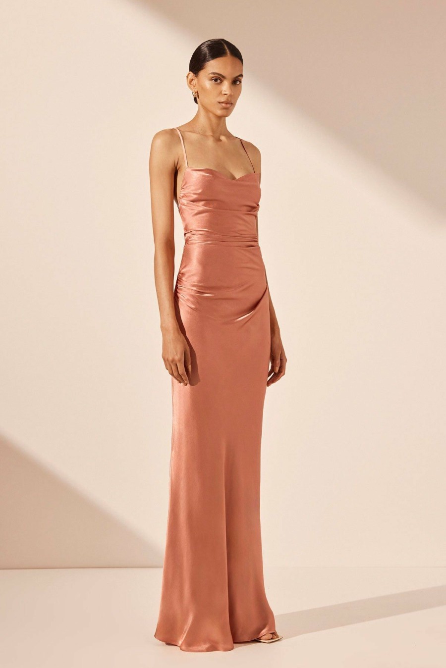 Clothing Shona Joy | La Lune Lace Back Maxi Dress - Antique Rose