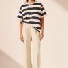 Clothing Shona Joy | Gia Oversized Stripe T-Shirt - Navy/Cream