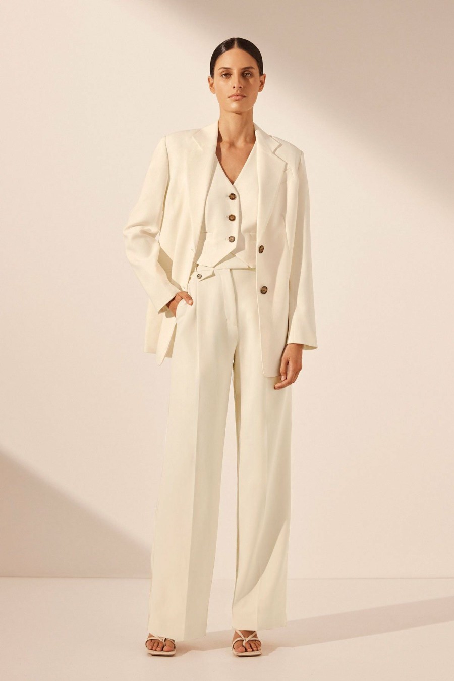 Clothing Shona Joy | Irena Oversized Tailored Blazer - Cream