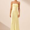 Clothing Shona Joy | La Lune Strapless Ruched Bodice Maxi Dress - Lemon