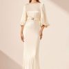 Clothing Shona Joy | La Lune Balloon Sleeve Midi Dress With Belt - Cream